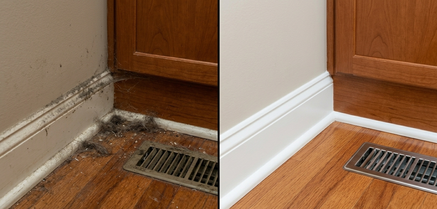 Professional house cleaning service resetting a living room in Atlanta GA